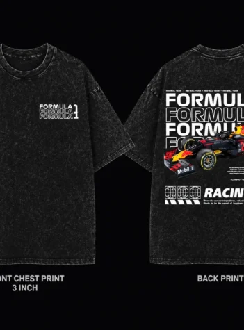 The Rare Goat Vintage Washed Black Formula 1 Racing Club Max Verstappen Graphic T-Shirt