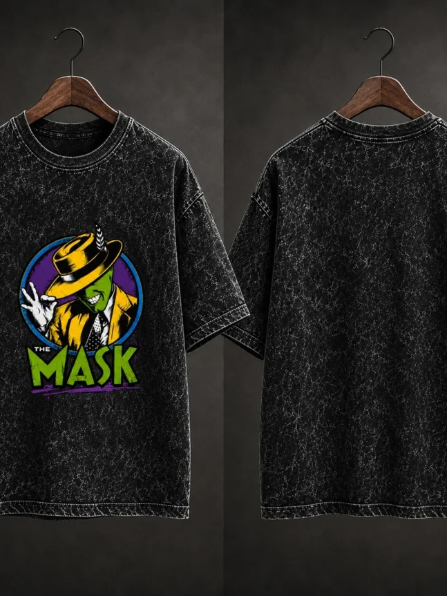 The Rare Goat Vintage Black "The Mask" Graphic T-Shirt – Distressed Retro Streetwear Tee